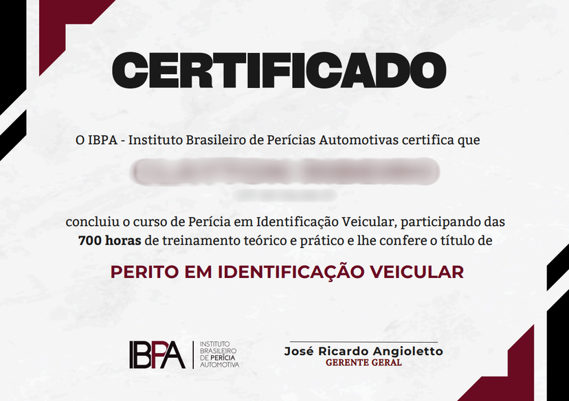 Certificado Clayton Ribeiro - Perito em Identificação Veicular